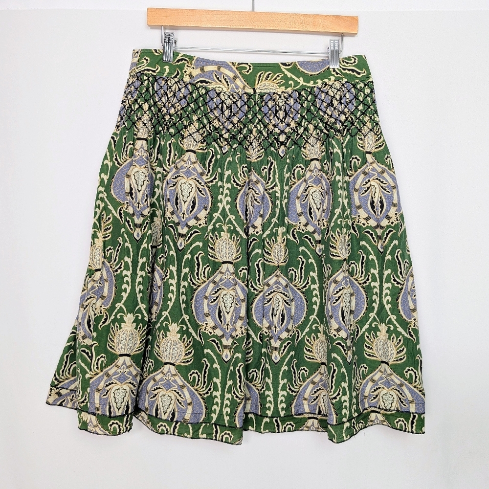 Haley & Kate Silk Cotton A Line Full Skirt Knee Length Printed sz. 10